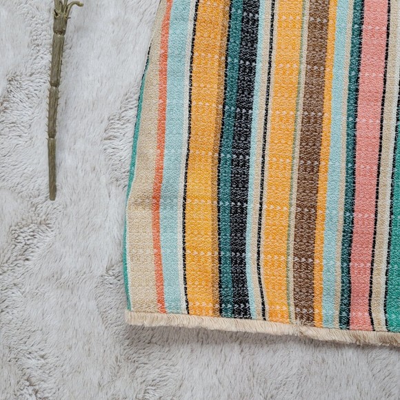 H&M Multicolor Vertical Stripe Fringe Hem Straight Mini Skirt Size US 6 - Picture 5 of 10